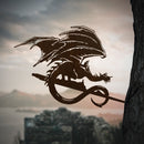 The FELL BEAST™ by Metalbird UK is a premium metal dragon silhouette with wings extended, mounted on a tree for dramatic yard art—an ideal gift for fantasy lovers and a striking feature in any outdoor setting.